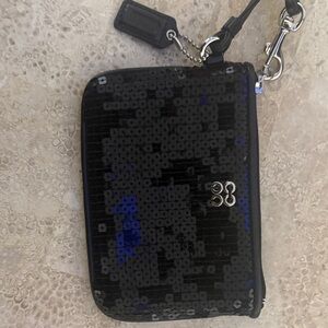 Coach Black and Blue Sequin Key & Card Holder